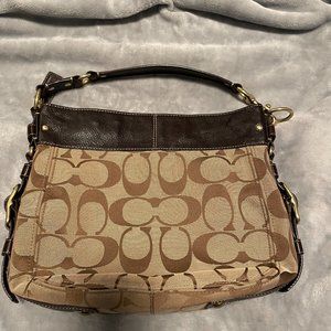 Coach Outlet Signature Zoe C Logo Khaki Mahogany Leather Shoulder Bag NWT
